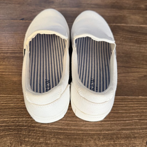 J.Crew Road Trip Women's Size 7 White Canvas Slip On Sneakers Shoes - Picture 4 of 9